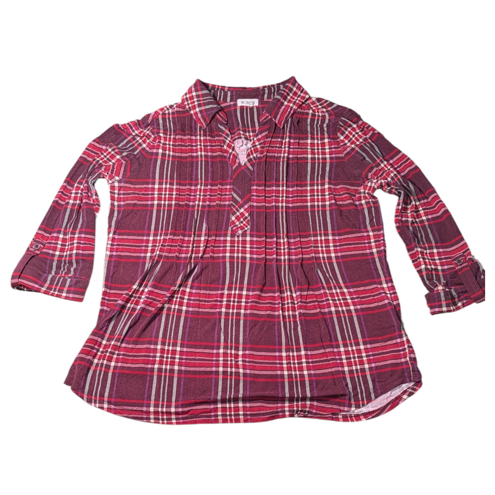 Westport Women's Red Plaid Button-Up Shirt Size M